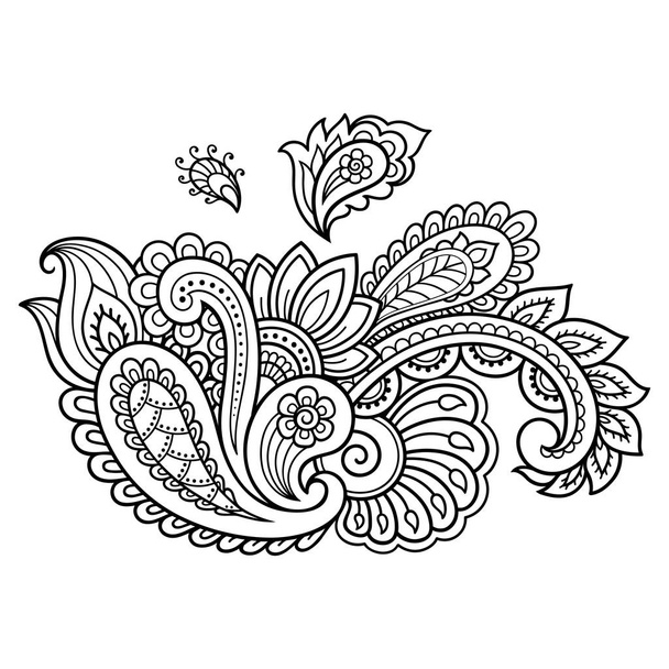 Henna tattoo flower template. Mehndi style. Set of ornamental patterns in the oriental style.Henna tattoo flower template. Mehndi style. Set of ornamental patterns in the oriental style. - Вектор, зображення