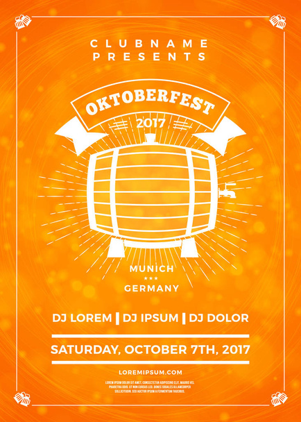Γιορτή Φεστιβάλ μπύρας Oktoberfest. Τυπογραφία αφίσα ή πρότυπο flyer για κόμμα μπύρα - Διάνυσμα, εικόνα