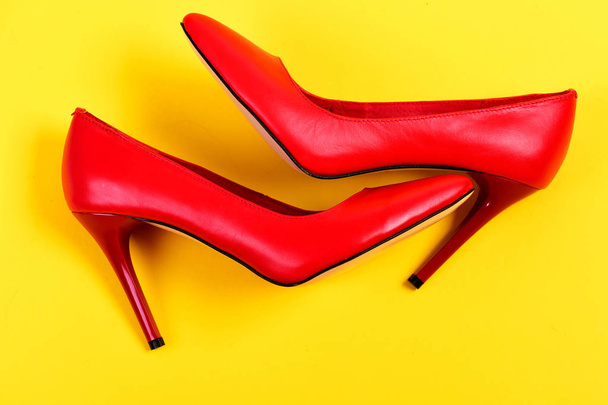 Formal female high heel shoes in red color - 写真・画像