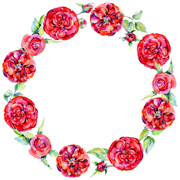 Vadvirág Rózsa Virág Koszorú akvarell stílusú. - Fotó, kép