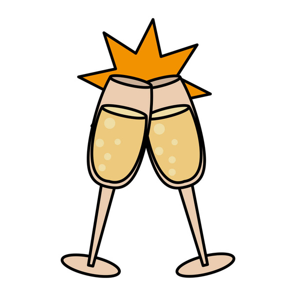 シャンパン グラス トースト アイコン画像  - ベクター画像