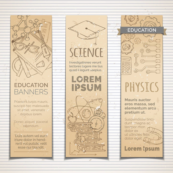 Vector set of vintage science vertical banners. - Вектор,изображение