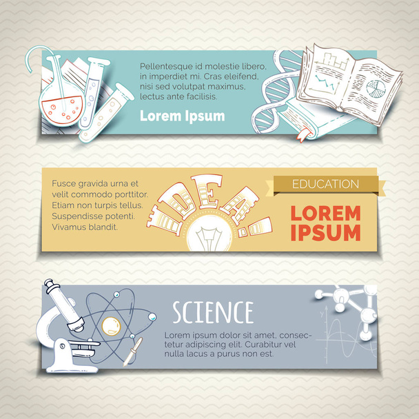 Vector set of science and education horizontal banners. - Vettoriali, immagini