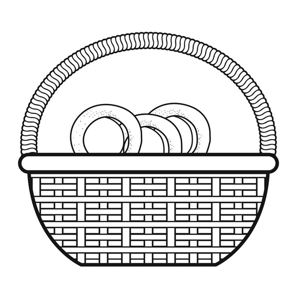 basket with pretzel product - Vector, Image