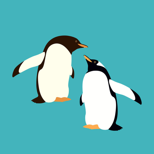 векторная иллюстрация пингвинов плоская
 - Вектор,изображение