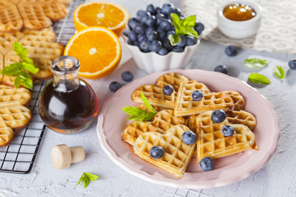 homemade waffles with fruits - Photo, Image