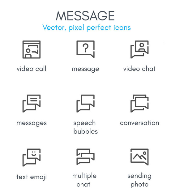 Message theme, line icon set. - Vector, Image
