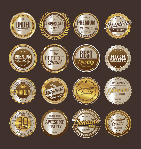 Sale retro vintage golden badges and labels - Vector, Image
