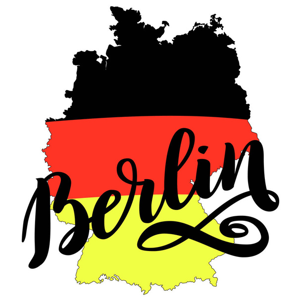 ベルリンは手描きのレタリングです。ベクトルは、白で隔離の図をレタリングします。伝統的なドイツのオクトーバーフェスト ビール祭り用のテンプレート - ベクター画像