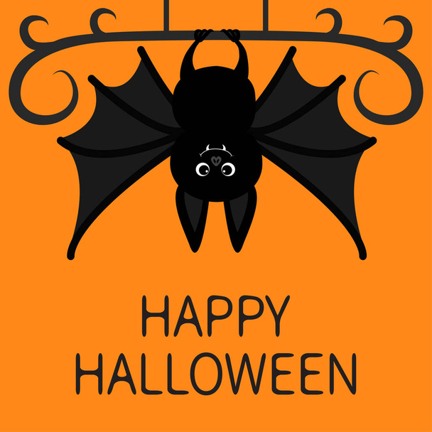Feliz tarjeta de Halloween con murciélago de dibujos animados
  - Vector, imagen