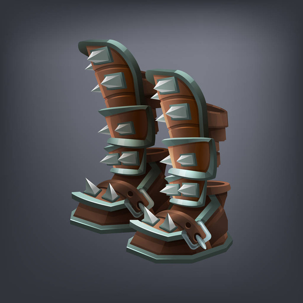 Iron fantasy armor boots - Vector, Image