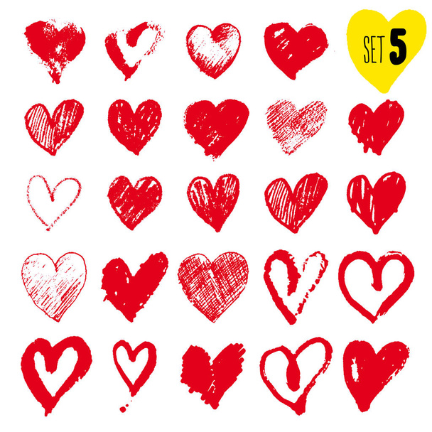 Set watercolor red heart shape isolated Royalty Free Vector