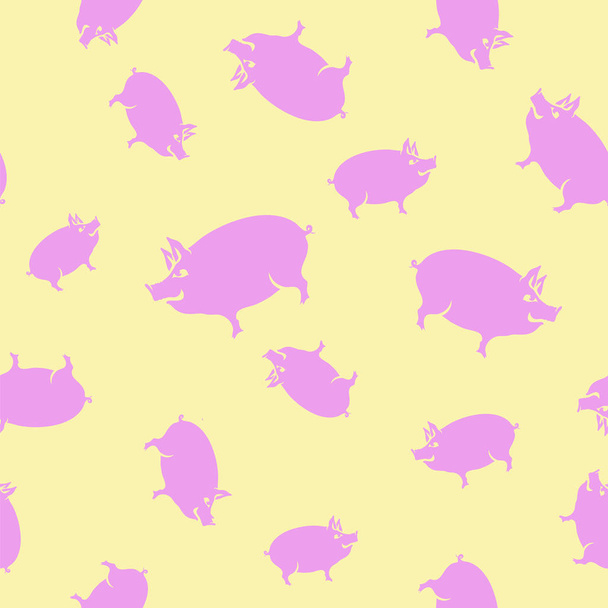 Pink Pig Seamless Pattern - Vector, Image
