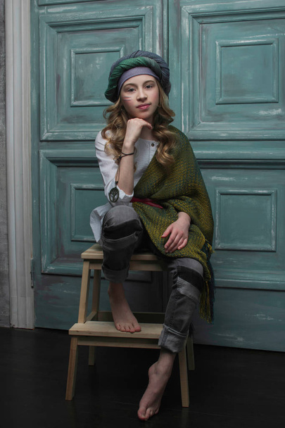 Portrait of a beautiful little girl in bright fashionable clothe - Valokuva, kuva