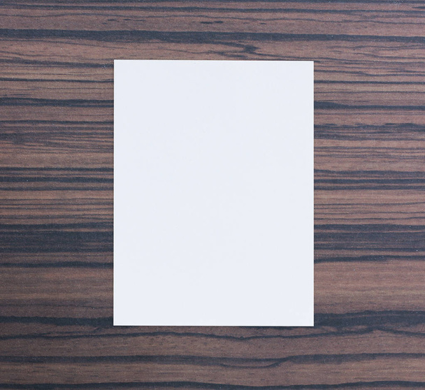 White Paper On Wood Table Of Background - Valokuva, kuva