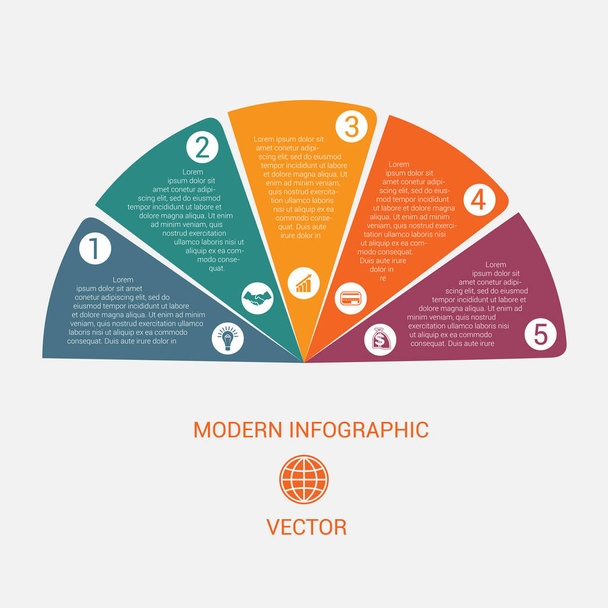 Business chart modern infographic vector template from color sem - Vector, imagen
