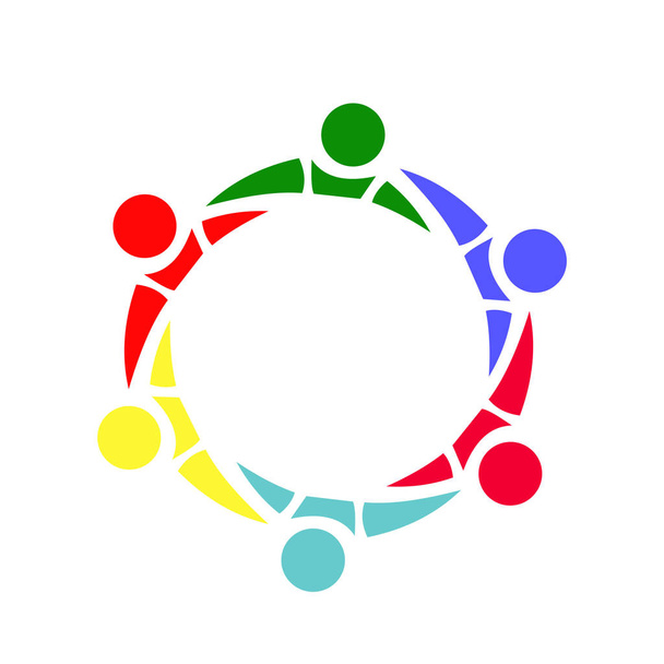 Πολύχρωμο κοινοτικός λογότυπος. Ομαδική εργασία λογότυπο. Κοινωνική λογότυπο. Διάνυσμα εταιρικής σχέσης. Επικοινωνία είσοδος - Διάνυσμα, εικόνα