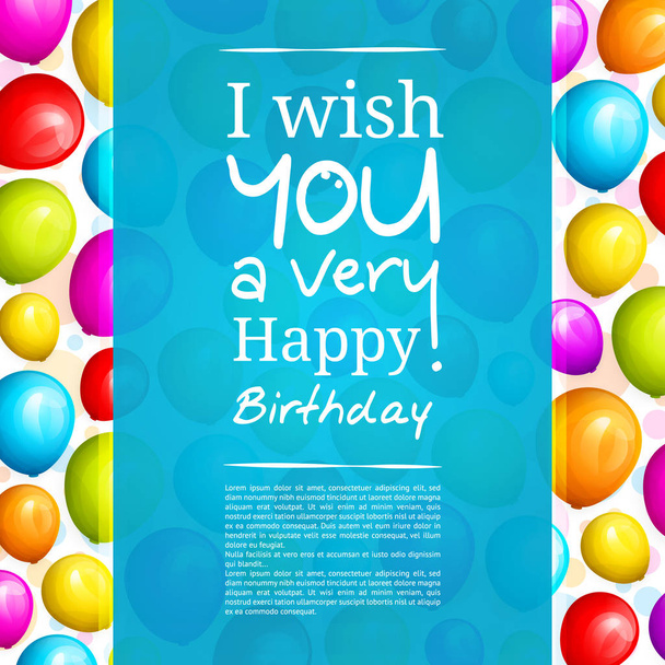 Colorful birthday balloons on background and stylish lettering. Vector. - Vector, Image