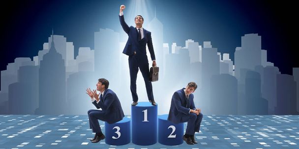Businessman winning the first place in competition concept - Photo, Image