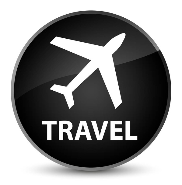 Viagem (ícone de avião) botão redondo preto elegante
 - Foto, Imagem
