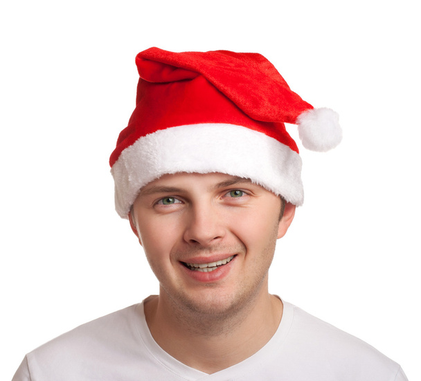 Young man in santa hat - Foto, afbeelding