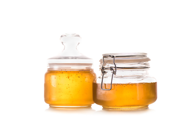 miel fresca en frascos de vidrio
 - Foto, Imagen