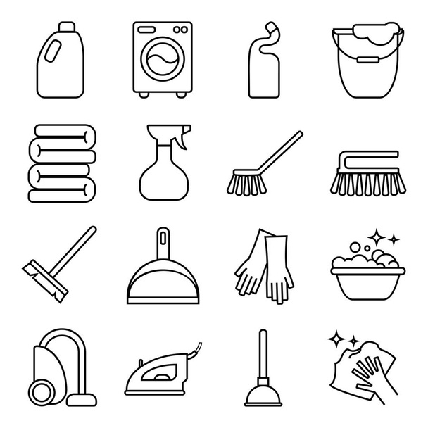 set of isolated cleaning icon. White background. - Photo, Image