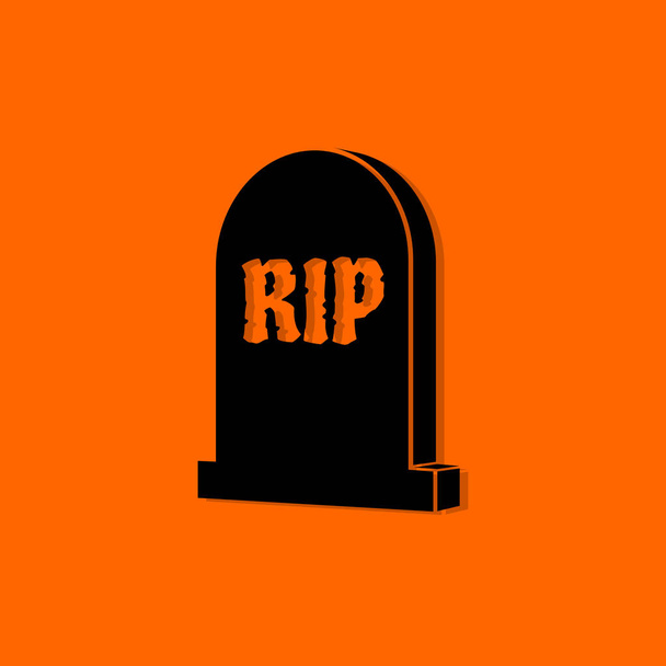 Хэллоуинская могила. Черный значок на оранжевом фоне. Векторная иллюстрация
 - Вектор,изображение
