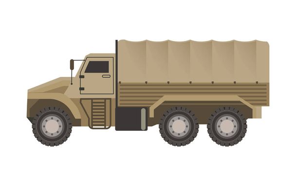 Military truck with beige solid corpus  - Вектор,изображение