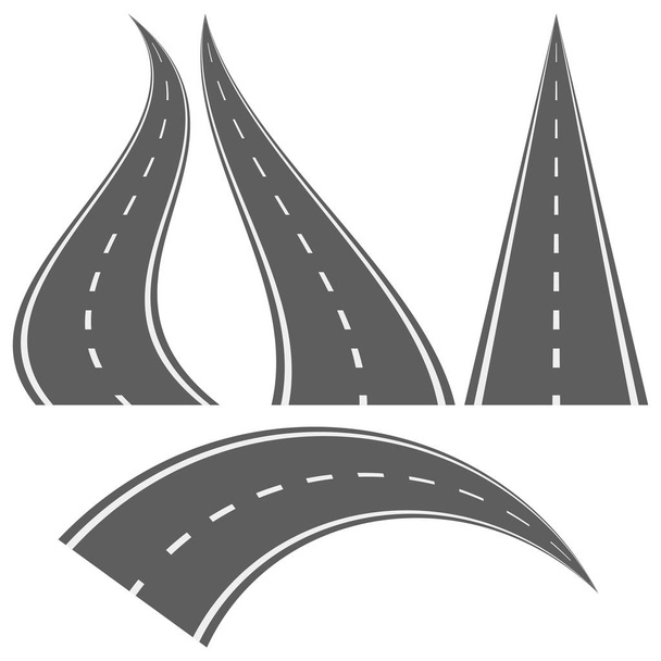 Set of bending roads and highways vector illustrations - Vector, Image