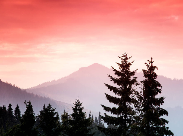 Krásný barevný západ slunce v horách Tatra. Dekorativní vzhled - Fotografie, Obrázek
