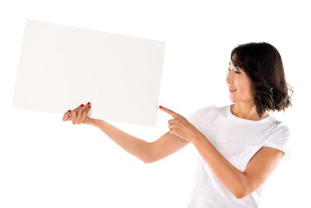 woman pointing at empty board - Photo, Image