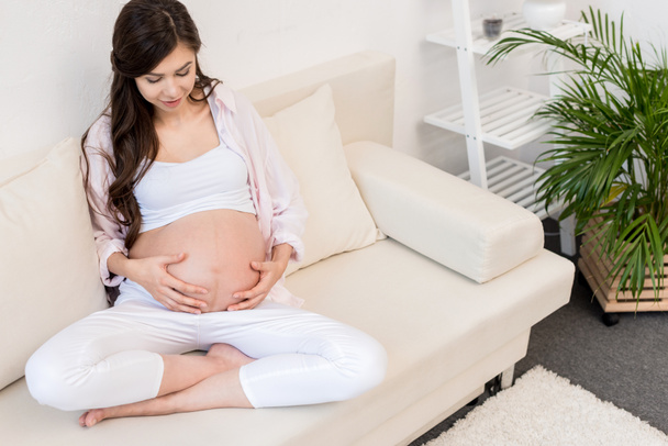 Mujer embarazada tocando su vientre  - Foto, imagen