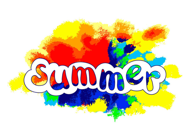 Modèle couleur avec lettrage "Summer". Art vectoriel arc-en-ciel
.  - Vecteur, image