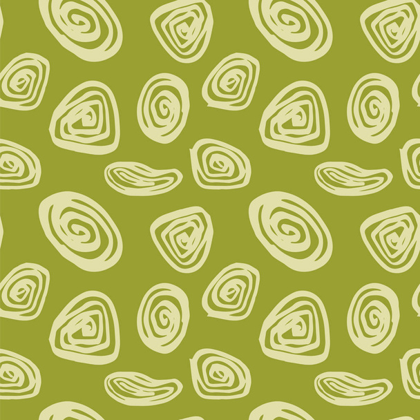 Hand drawn simple shapes seamless pattern in green colors - Vektör, Görsel