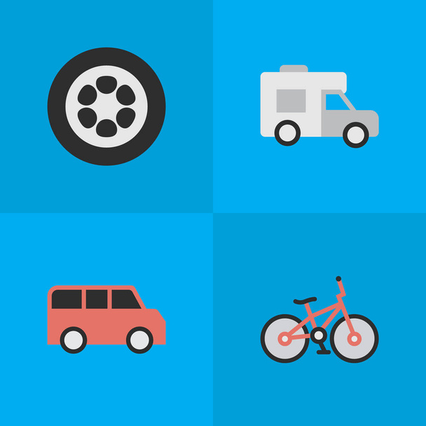 Vektorin kuvitussarja yksinkertaisia toimituskuvakkeita. Elementit pyörä, pakettiauto, kierrätys ja muut synonyymit ympyrä, perhe ja pyörä
. - Vektori, kuva