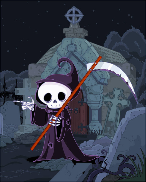 Halloween grim reaper with scythe - Διάνυσμα, εικόνα