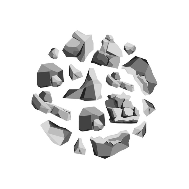 Cartoon Rocks and Stones Round Design Template Concept. Vector - ベクター画像