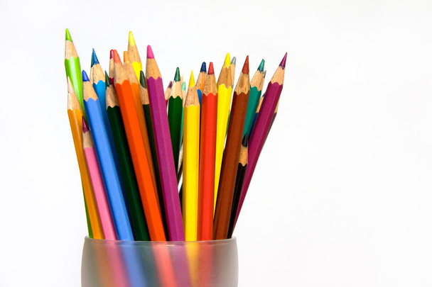 Assorted Colored Pencils in Glass - Photo, Image