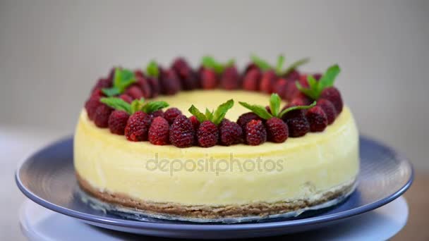 Classical New York cheesecake with berry - Footage, Video