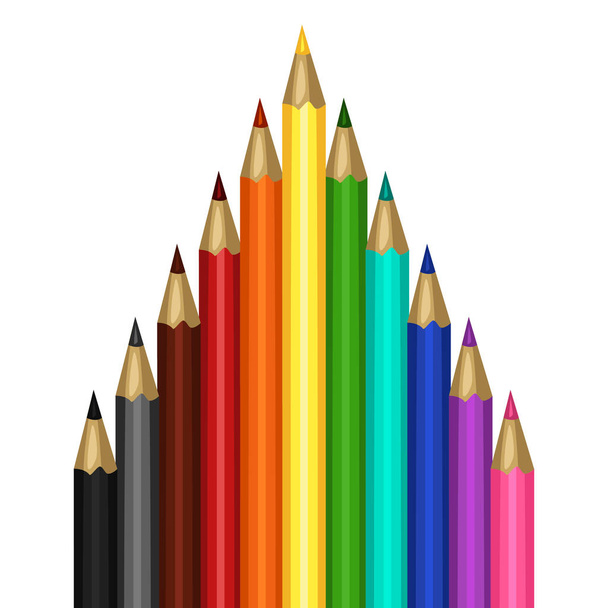 Набір різнокольорових олівців
 - Вектор, зображення