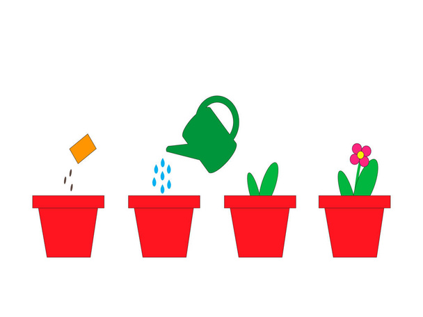 Pěstování květin v květináčích semen - Vektor, obrázek