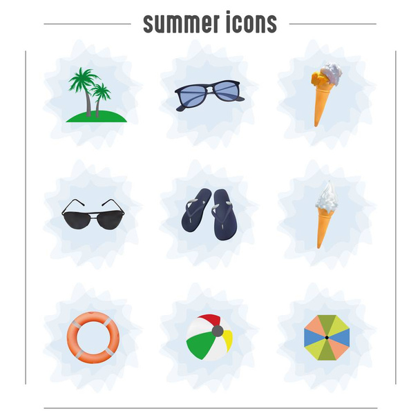 Ensemble icône d'été - Vecteur, image