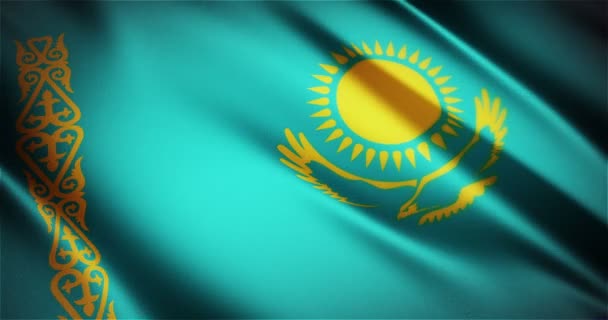 Kazakhstan realistic national flag seamless looped waving animation - Footage, Video