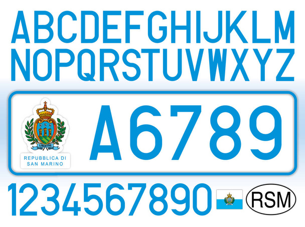 Repubblica di San Marino targa, lettere, numeri e simboli
 - Vettoriali, immagini