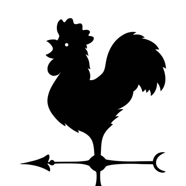 Vane. Ancient wind indicator in the form of a rooster. Vector Image. - Vector, Image