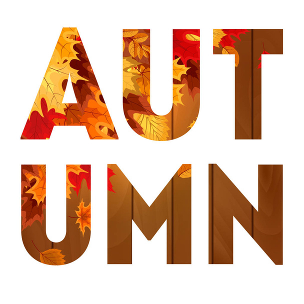 Abstract Vector Illustration Background with Falling Autumn Leav - Vektor, Bild