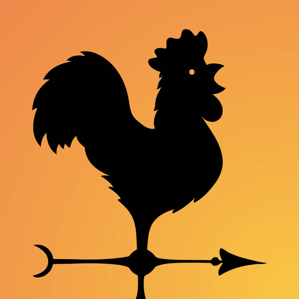 Vane. Ancient wind indicator in the form of a rooster. Vector Image. - Vector, Image