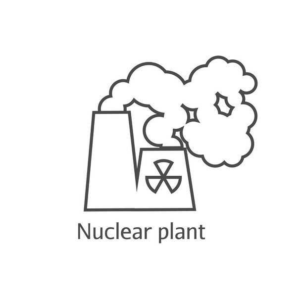 Radioaktiver Rauch und Atomkraftwerk-Ikone. Gefährliches Konzept gegen giftige Sedimente. - Vektor, Bild