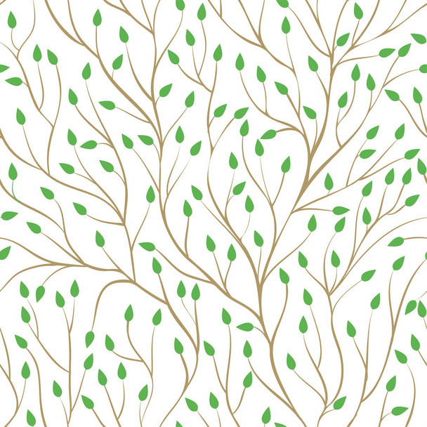 Beautiful seamless pattern with tree branches and green leaves. design background greeting cards and invitations to the wedding, birthday, mother s day and other seasonal autumn holidays - ベクター画像